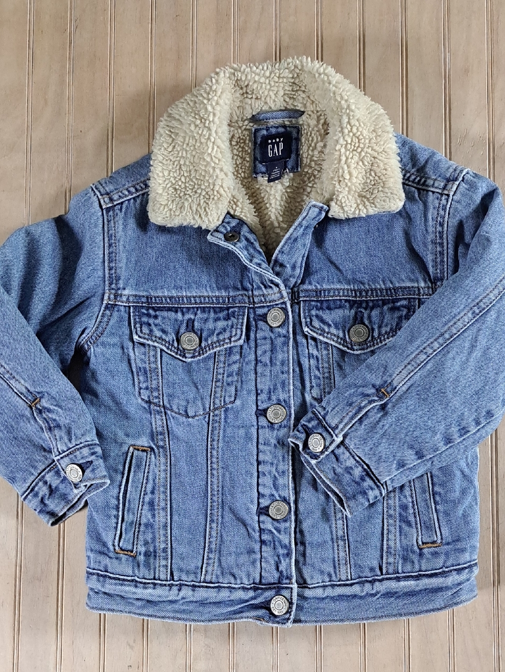 GAP Denim Jacket with Cream Sherpa Collar
